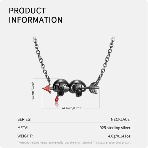 Vista 3 de AIEGNOS Skull Necklace for Men Women 925 Sterling Silver Black Gold Skull Gothic Punk Necklaces Jewelry for Unisex Couple Birthday Christmas Gifts