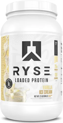 Vista 14 de RYSE Proteína en Polvo Cargada - Jet-Puffed Pastel de Cumpleaños - 25g Aislado y Concentrado de Proteína de Suero con Fibra Prebiótica y MCTs - Bajo