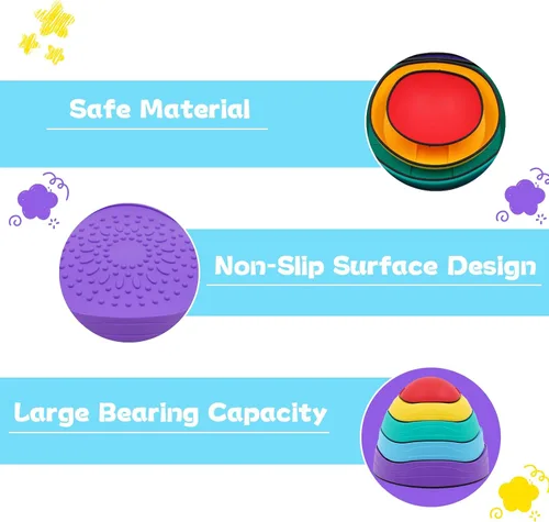 Vista 4 de Juego de 11 piedras antideslizantes para niños, bloques de equilibrio para interiores y exteriores, equipo de fitness para niños, promueve