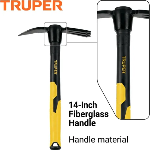 Vista 4 de Truper Cultivador rápido, cultivador de excavadora, mango de fibra de vidrio de 14 pulgadas con agarre cómodo, herramienta de excavación y aireación