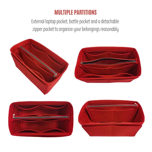 Vista 9 de Premium Organizer for Keepall Bag Organizer, fits Keepall 45 Insert, Handmade 3mm Thick Double-Layered Base Shaper Felt Snug Sturdy Fit
