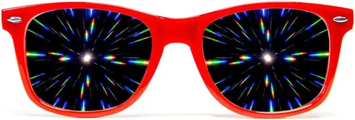 Vista 9 de Gafas de sol con difracción. Efecto prisma 3D de caleidoscopio multicolor. Gafas delirantes de GloFX.