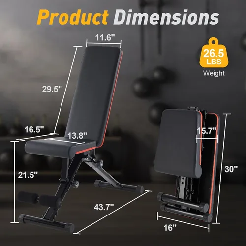 Vista 2 de Banco de pesas ajustable para gimnasio en casa, equipo de entrenamiento plegable para entrenamiento de fuerza de cuerpo completo, banco