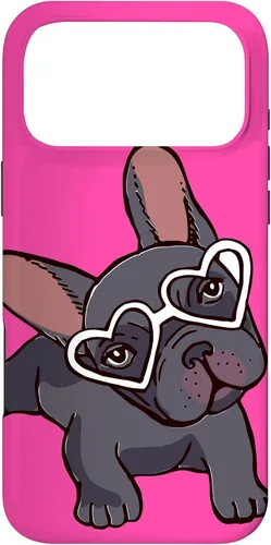 Vista 22 de iPhone 16 Francés Bulldog Francés Perro Cachorro Lindo Perro Perro Gafas Caso Mascota