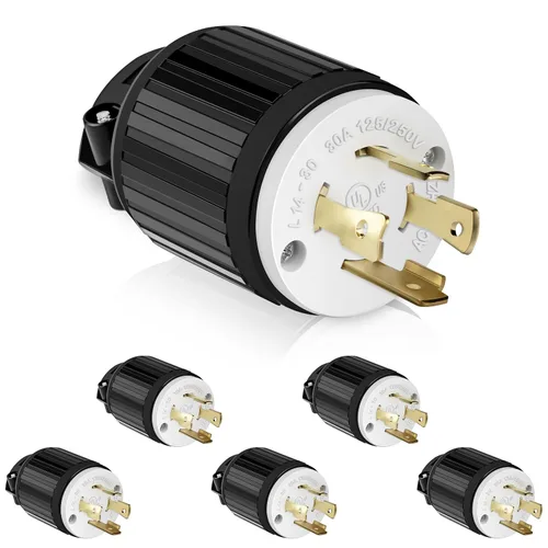 Vista 9 de ENERLITES NEMA L14-30R - Conector de bloqueo para generador, enchufe hembra de bloqueo giratorio, 30 amperios, 125/250 voltios, 3 polos, conexión a