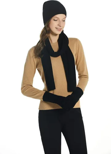 Vista 3 de EURKEA Conjunto de bufanda de cachemira 100% pura para mujer, guantes, gorro y caja de regalo