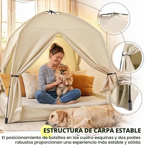 Vista 6 de Tienda de campaña con cama individual para niños y adultos, tiendas de 2-Caqui