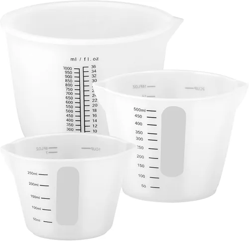 Vista 8 de Gartful Tazas de medición de silicona reutilizables de 500ml, tazón grande de mezcla de silicona con escala precisa para epoxi, moldes de fundición