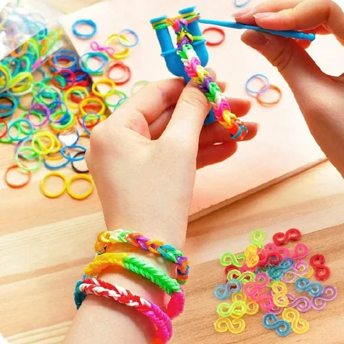 Vista 4 de Rolybag Juego de 400 piezas de coloridos clips en S para telar, conectores de plástico, kit de suplemento para pulseras de telar y hacer pulseras