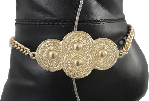 Vista 6 de TFJ - Pulsera de botas de joyería de moda para mujer, tacón de cadena de metal, abalorio étnico, oro