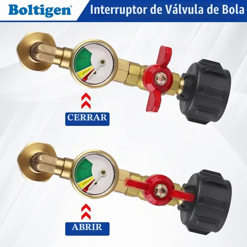 Vista 5 de Boltigen Adaptador de codo de repuesto de propano con medidor de tanque, adaptador de recarga de propano mejorado para tanques de 1 libra, adaptador