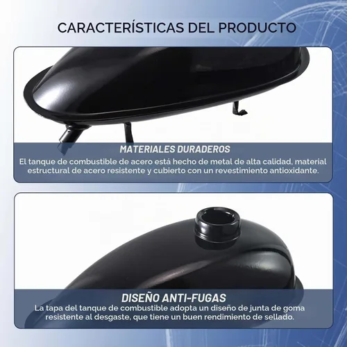 Vista 4 de 4L Reemplazo de Tanque de Combustible de Gasolina para Bicicleta Motorizada de 49 cc, 60 cc, 80 cc Tanque de gasolina de repuesto de 4 litros. Se