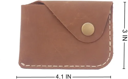 Vista 2 de Leather Card Holder Wallet, Compact Design with Slots for Cards and Cash (light brown)
