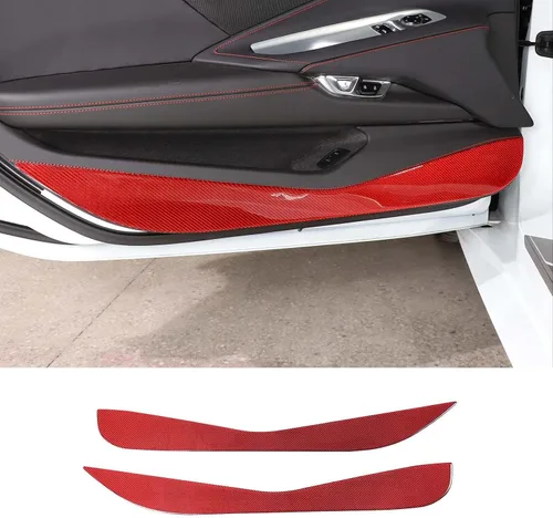 Vista 10 de Cubierta de protección contra patadas para puerta, protector de panel compatible con Corvette C8 Z06 2020-2025, decoración de fibra de carbono