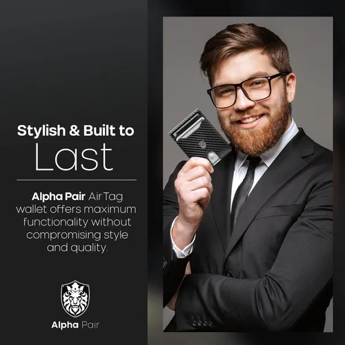 Vista 5 de ALPHA PAIR Cartera RFID para hombre Cartera delgada para hombre Cartera para hombre con 10 tarjeteros de crédito y 1 ventana de identificación