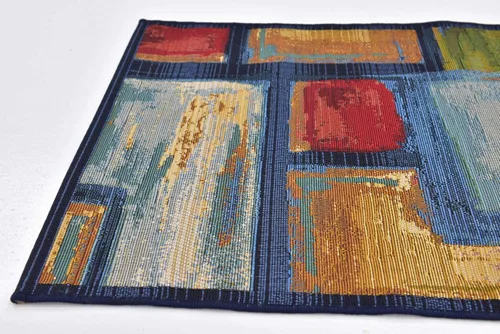 Vista 7 de Unique Loom - Alfombra colección de círculos abstractos, de transición para interiores y exteriores, beige, Polipropileno, rojo (Multi/red)