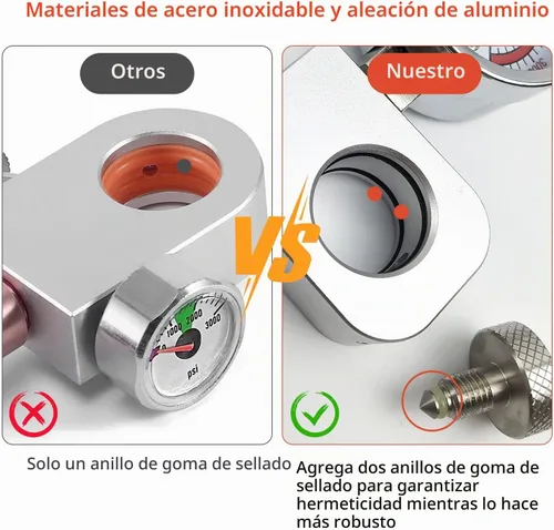 Vista 5 de Adaptador de recarga de CO2 para refrescos, adaptador de llenado con manómetro y válvula de alivio de presión, recarga de corriente para Soda
