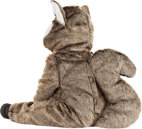 Vista 4 de Disfraz de ardilla gris para bebés, unisex, de una sola pieza, con cola de felpa y capucha