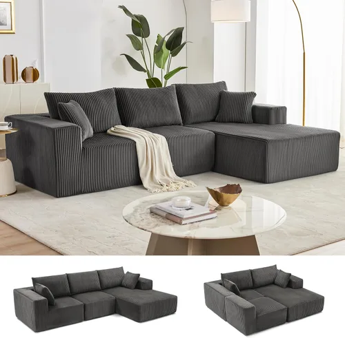 Vista 15 de Sofá seccional modular de 108", sofá seccional Cloud con asiento profundo, sofá modular moderno en forma de L con chaise, sofás tapizados sin Beige