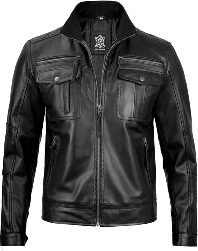 Vista 25 de Blingsoul Real Lambskin Leather Jacket Men - Chaquetas de cuero para Hombres