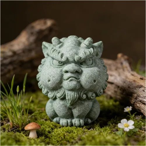 Vista 7 de livelyfish Feng Shui Guardián Chi Lin/Kylin/Qi Lin Estatua de arenisca Estatua de piedra arenisca Escultura de buena suerte, decoración china