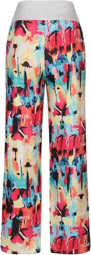 Vista 5 de Pantalones de pijama cómodos para mujer, estilo casual, estampado floral, con cordón, palazzo, de pierna ancha, elásticos, a la moda