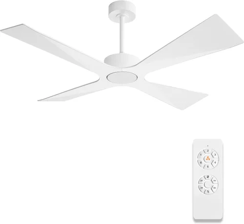 Vista 10 de WINGBO Ventilador de techo para exteriores de 54 pulgadas sin luces, 4 cuchillas de plástico ABS, motor CC reversible, control remoto de 6 Negro
