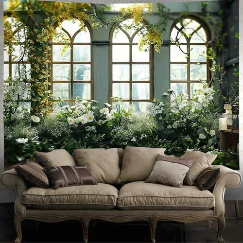 Vista 9 de FENDROM Tapiz de hojas de loto de naturaleza, tapiz de plantas, paisaje natural verde, para colgar en la pared, arte de pared 3D para dormitorio