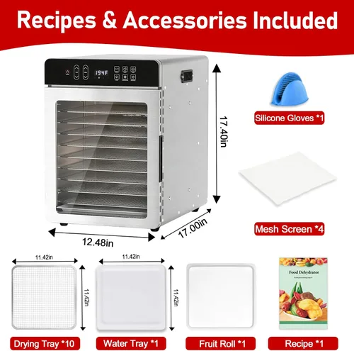 Vista 11 de Deshidratador de alimentos Prenafla con 10 bandejas para cecina, frutas