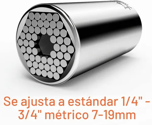 Vista 3 de Enchufe Universal, Enchufe Autoajustable que se Adapta a Estándar de 1/4'' - 3/4'' Métrico 7mm-19mm, Adaptadores de Enchufe para Llave de Trinquete