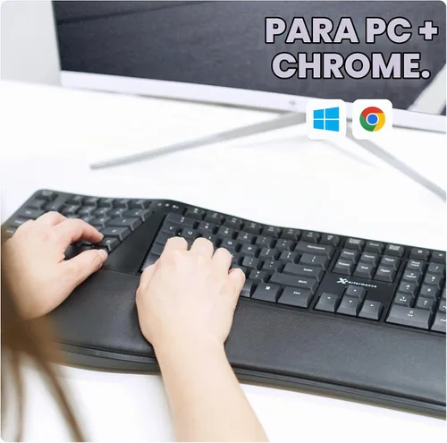 Vista 7 de X9 Teclado ergonómico inalámbrico con reposamuñecas - Tu comodidad importa - Teclado ergonómico recargable de tamaño completo 2.4G inalámbrico