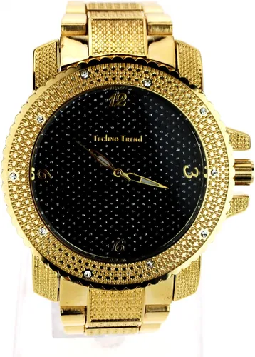 Vista 2 de Techno - Reloj de pulsera para hombre, diseño de hip hop, color dorado