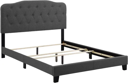 Vista 4 de Modway Amelia - Base de cama tapizada de tela capitoné tamaño matrimonial, color gris