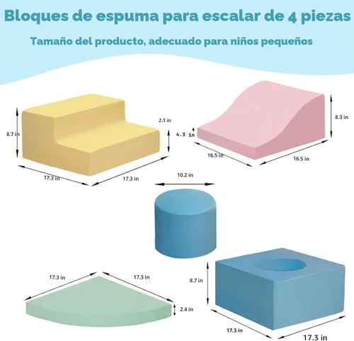 Vista 2 de MIND&ACTION 5 piezas de juguetes de escalada para niños pequeños en interiores, bloques de escalada de espuma para niños pequeños de 1 a 3 años