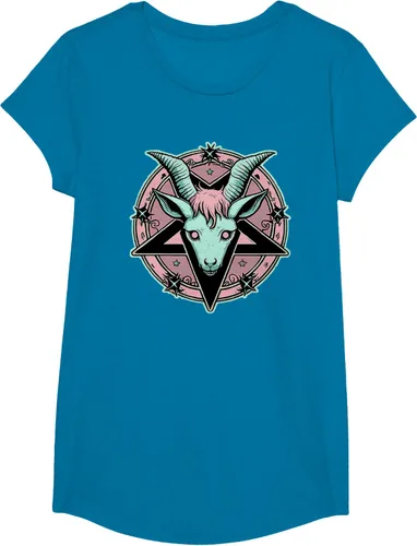 Vista 75 de Camiseta Kawaii Paste Creepy Goat Pentacle, Negro