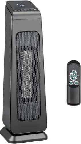 Vista 7 de Bonnlo Calentador de torre de 17 pulgadas de alto con control remoto, calentador de espacio portátil de 1500 W con oscilación de 70°, temporizador