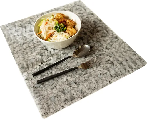 Vista 32 de Modern-Twist Mantel individual rectangular de silicona de 14 x 16 pulgadas, 100% silicona de grado alimenticio, estampado Asawa en niveles, paquete