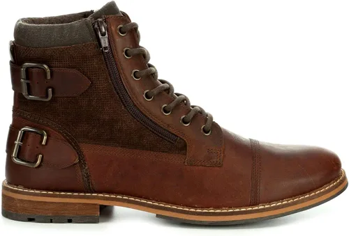 Vista 2 de Franco Fortini Dalton - Botas de combate resistentes de cuero con punta redonda para hombre