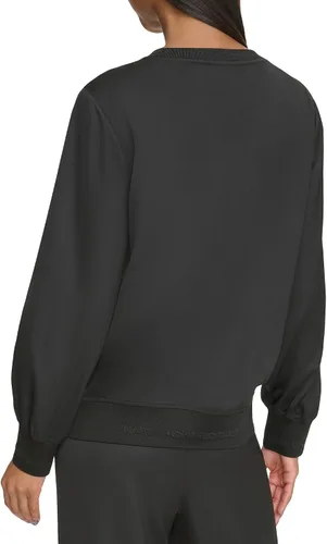 Vista 4 de Karl Lagerfeld Paris Blusa con logo para mujer, Negro