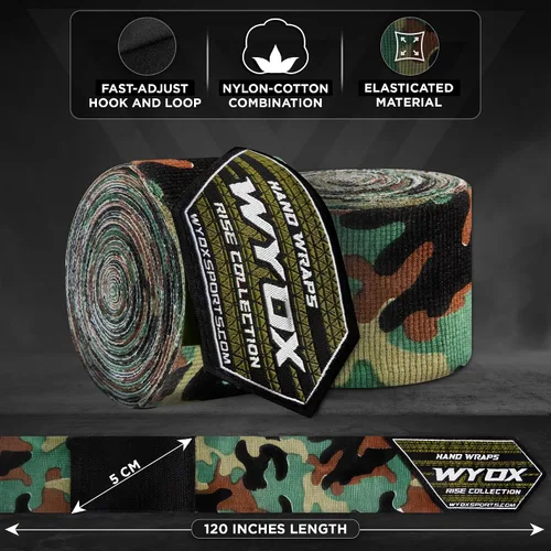Vista 2 de WYOX Boxing Hand Wraps Inner Gloves, Elasticated Thumb Loop Bandages Mexican Style Under Mitts Wrist Wrap Protection Muay Thai MMA Kickboxing