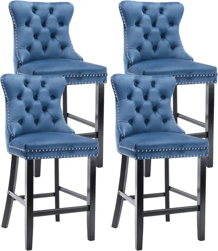 Vista 13 de Juego de 2 taburetes de bar con altura de mostrador, asiento de 26.3 Taburetes de bar beige