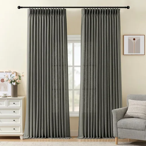 Vista 25 de Cortinas plisadas de lino semitransparentes de 96 pulgadas, filtrado de luz Natural