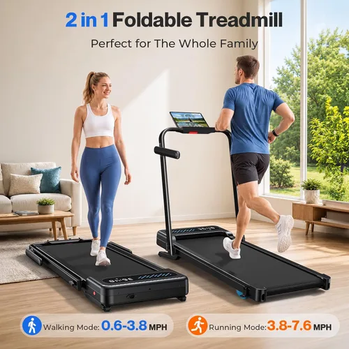 Vista 15 de Cardirun Walking Pad with 12% Auto Incline & Handle Bar, Foldable Treadmill Negro