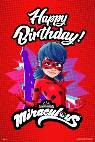 Vista 5 de Miraculous Ladybug Birthday Decorations Party Banner Decor Lady Bug And Cat Noir Backdrop Poster Cool Wall Art Print Poster 24x16