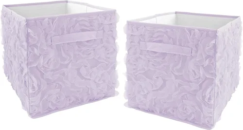 Vista 6 de Sweet Jojo Designs Cajas de almacenamiento plegables de tela estilo bohemio y bohemio, color rosa, para niños, bebés, niños, juego de 2