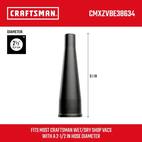 Vista 3 de CRAFTSMAN CMXZVBE38634 Accesorio de Válvula de Soplado Concentrado de 2 1/2 Pulgadas para Aspiradora de Taller Húmeda y Seca, Accesorio