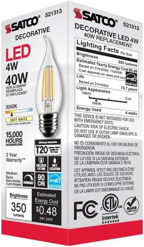 Vista 8 de Satco S21313 4CA10/LED/930/CL/120V/E26-paquete de 6