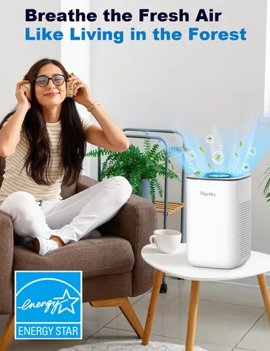 Vista 5 de Priestley Purificadores de Aire Pequeños para Casa Dormitorio Residencia Universitaria Oficina Escritorio, 20dB Silencioso Purificador de Aire HEPA