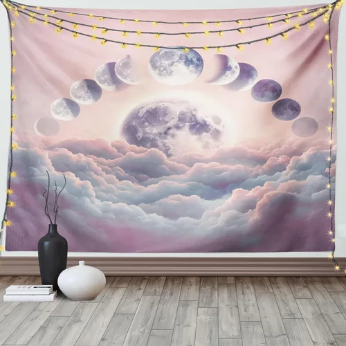 Vista 61 de Ambesonne Tapiz Trippy, vista panorámica de la cascada con bosques de ensueño y mandala oriental psicodélico, decoración de tela para colgar