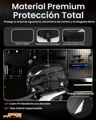 Vista 5 de JFG RACING - Bolsa de asiento universal para motocicleta, 22-38L, doble uso, bolsa para casco 22-38L capacity,dual-use design,helmet storage,seat